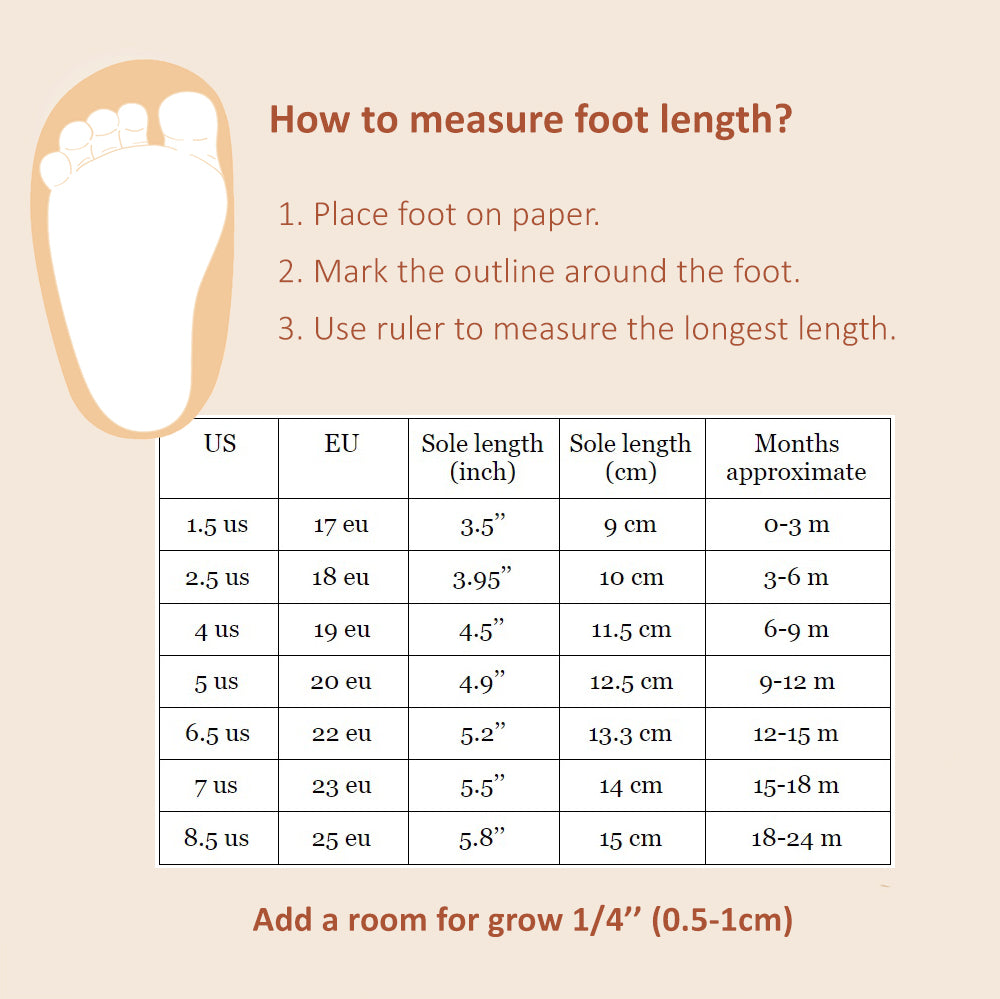 Baby foot size on sale cm